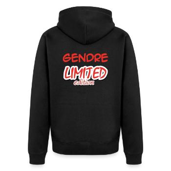 GENDRE LIMITED EDITION - Unisex Premium Organic Zip Hoodie - black - Back - Nico (187cm)