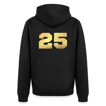 Number 25 Gold Glitter - 25th Anniversary - Unisex Premium Organic Zip Hoodie - black - Back - Nico (187cm)
