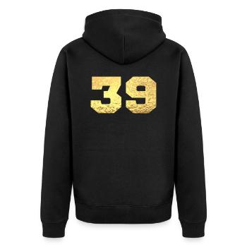 Number 39 Gold Glitter - 39th Anniversary - Unisex Premium Organic Zip Hoodie - black - Back - Nico (187cm)