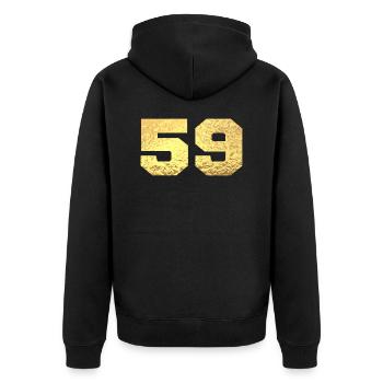 Numéro 59 paillettes doré - 59e anniversaire - Veste à capuche bio Premium Unisexe - noir - Dos - Nico (187cm)