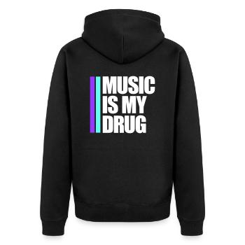 Music is my Drug Medizin Spruch Musik Droge Party - Unisex Premium Bio Zip Hoodie - Schwarz - Hinten - Nico (187cm)