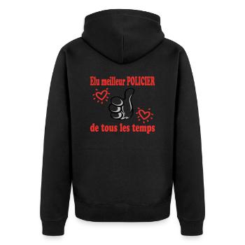 VOTED BEST POLICE OFFICER OF ALL TIME - Unisex Premium Organic Zip Hoodie - black - Back - Nico (187cm)