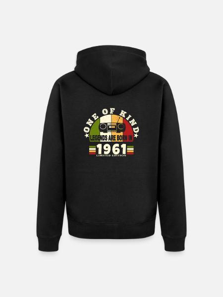 1961 Birth of legend 1961 born in 1961 birthdays - Unisex Premium Organic Zip Hoodie - black