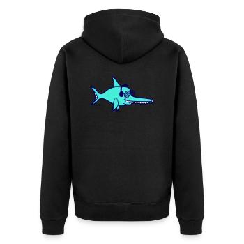 Cool DJ Shark Sawfish Shark Fish Party Music - Unisex Premium Organic Zip Hoodie - black - Back - Nico (187cm)