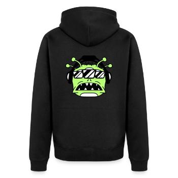 DJ Alien Außerirdisch Horror Halloween Party Kopf - Unisex Premium Bio Zip Hoodie - Schwarz - Hinten - Nico (187cm)