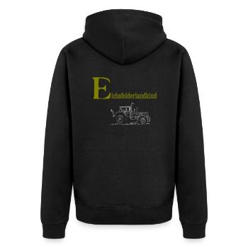 eichsfelderlandkind - Unisex Premium Bio Zip Hoodie - Schwarz - Hinten - Nico (187cm)