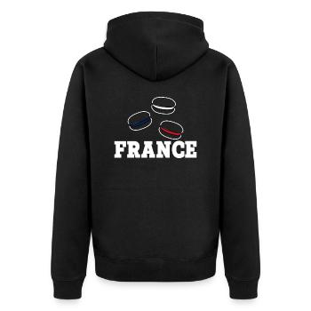 FRANKREICH Flagge und Emblem von Frankreich. Ertragen - Unisex Premium Bio Zip Hoodie - Schwarz - Hinten - Nico (187cm)