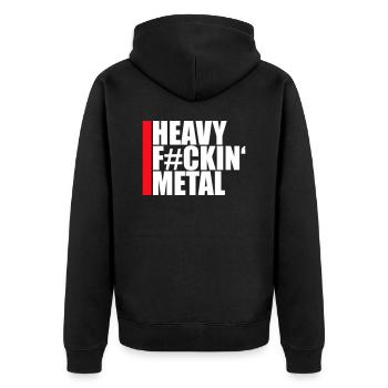 Heavy F#ckin' Metal Hard Rock Musik Text Spruch - Unisex Premium Organic Zip Hoodie - black - Back - Nico (187cm)
