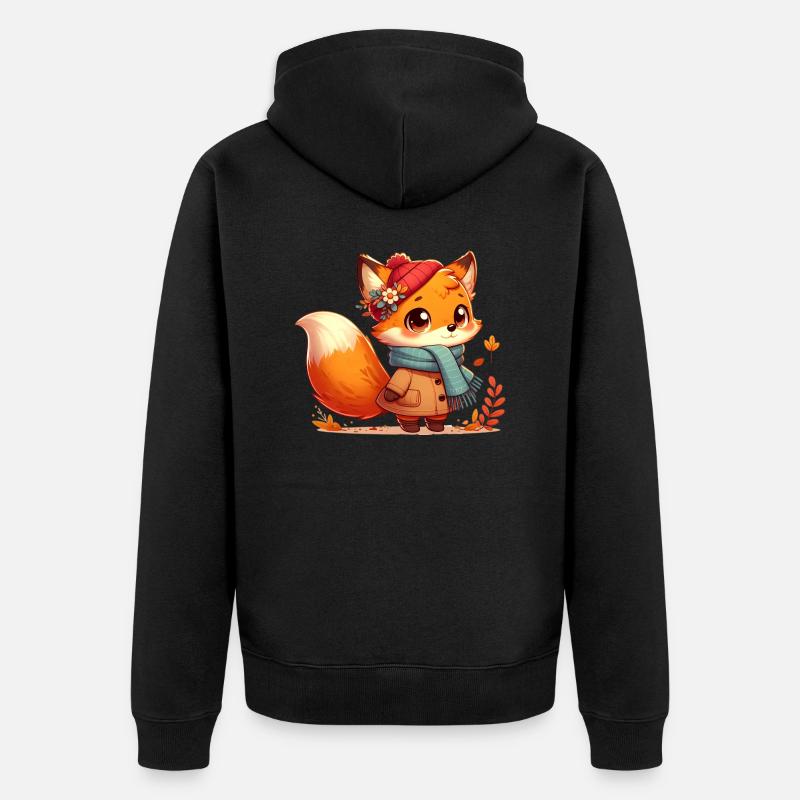 Fuchs Herbst 4 - Unisex Premium Bio Zip Hoodie - Schwarz