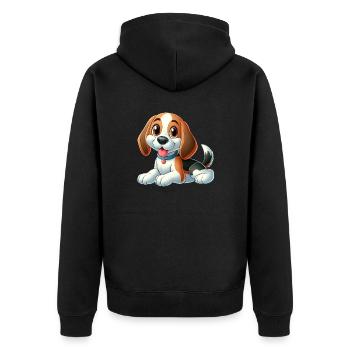 Beagle 3 - Unisex Premium Bio Zip Hoodie - Schwarz - Hinten - Nico (187cm)