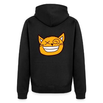 Insane Cat Squints Funny Crazy Grimace - Unisex Premium Organic Zip Hoodie - black - Back - Nico (187cm)