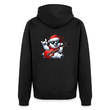 Eisbär 10 - Unisex Premium Bio Zip Hoodie - Schwarz - Hinten - Nico (187cm)