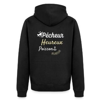Pêcheur heureux poisson heureux - Veste à capuche bio Premium Unisexe - noir - Dos - Nico (187cm)