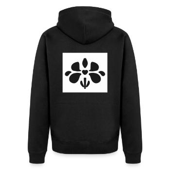 IMG 8413 2 Moderne Blume - Unisex Premium Bio Zip Hoodie - Schwarz - Hinten - Nico (187cm)