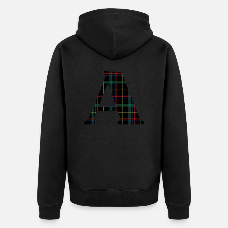 Monogramme a tartan écossais - Veste à capuche bio Premium Unisexe - noir