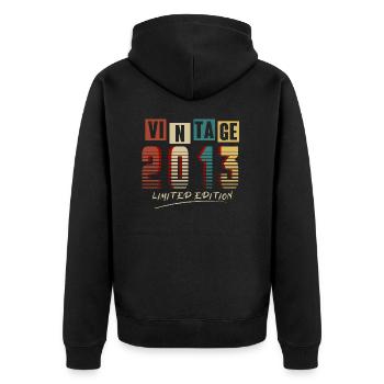 Vintage 2013 : Edition Limitée - 12e anniversaire. - Veste à capuche bio Premium Unisexe - noir - Dos - Nico (187cm)
