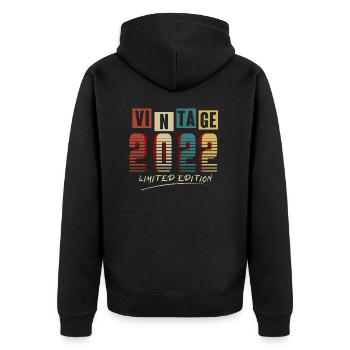 Vintage 2022 : Edition Limitée - 3e anniversaire. - Veste à capuche bio Premium Unisexe - noir - Dos - Nico (187cm)