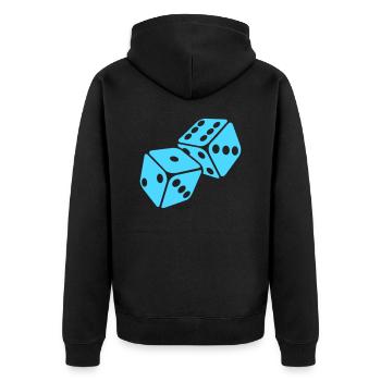 würfel - Unisex Premium Bio Zip Hoodie - Schwarz - Hinten - Nico (187cm)