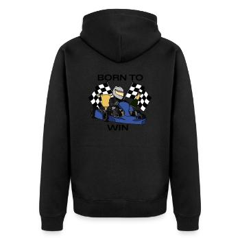 Born to Win - Unisex Premium Organic Zip Hoodie - black - Back - Nico (187cm)