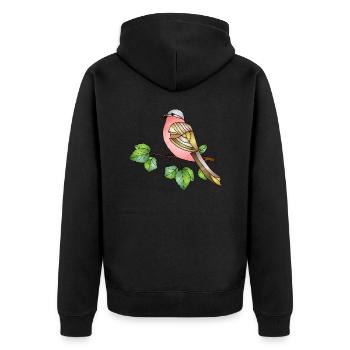 Bunter Vogel - Unisex Premium Bio Zip Hoodie - Schwarz - Hinten - Nico (187cm)