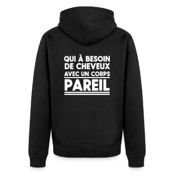 Originelle Idee für Glatze Mann lustige Glatze - Unisex Premium Bio Zip Hoodie - Schwarz - Hinten - Nico (187cm)