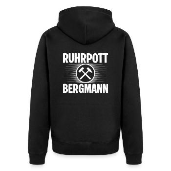 Ruhrpott Bergmann - Unisex Premium Bio Zip Hoodie - Schwarz - Hinten - Nico (187cm)