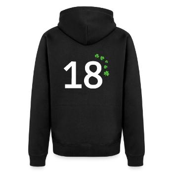 18 - Unisex Premium Bio Zip Hoodie - Schwarz - Hinten - Nico (187cm)