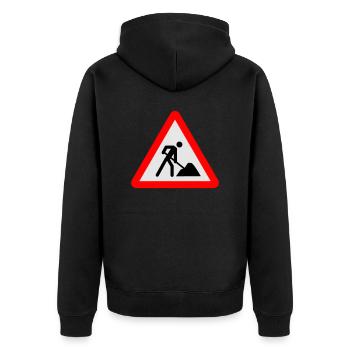 Building Site - Unisex Premium Organic Zip Hoodie - black - Back - Nico (187cm)