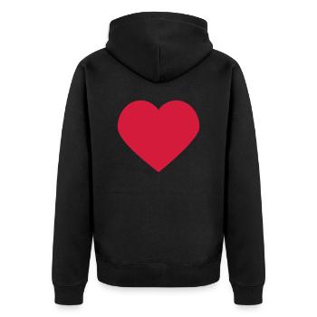 herz - Unisex Premium Bio Zip Hoodie - Schwarz - Hinten - Nico (187cm)