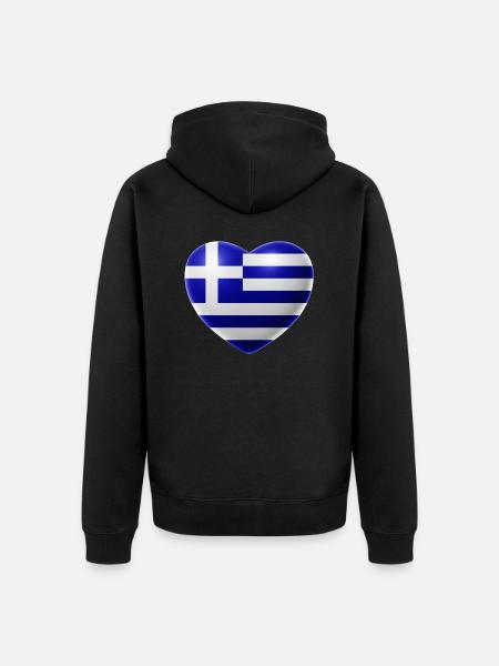 Heart (Greece / Ellas) - Unisex Premium Organic Zip Hoodie - black