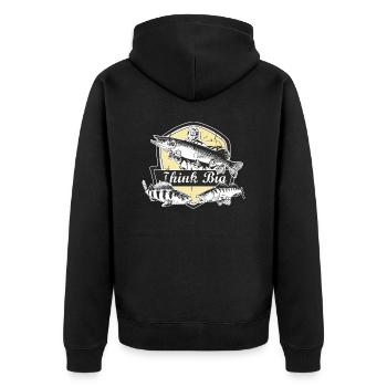 Angel Designs think big RAHMENLOS Geschenk - Unisex Premium Bio Zip Hoodie - Schwarz - Hinten - Nico (187cm)