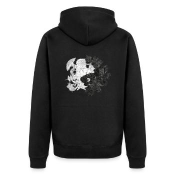 New Yin Old Yang - Unisex Premium Bio Zip Hoodie - Schwarz - Hinten - Nico (187cm)