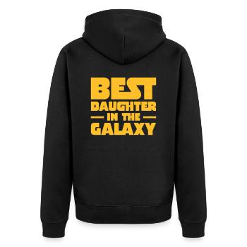 Best Daughter In The Galaxy - Unisex Premium Bio Zip Hoodie - Schwarz - Hinten - Nico (187cm)