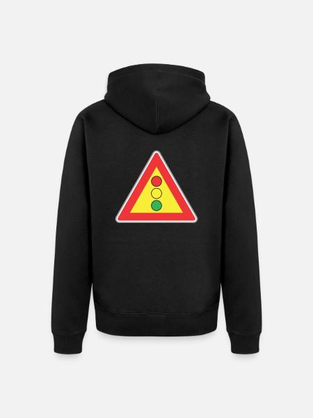 Verkehrsschild Licht - Unisex Premium Bio Zip Hoodie - Schwarz