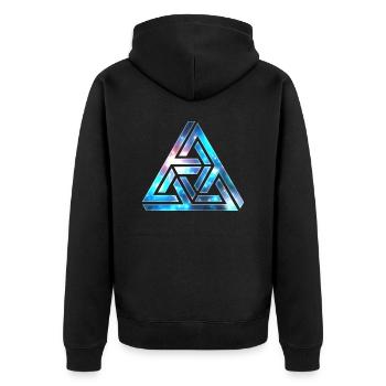 Optische Täuschung, Unmögliches Dreieck, 3D Formen - Unisex Premium Bio Zip Hoodie - Schwarz - Hinten - Nico (187cm)