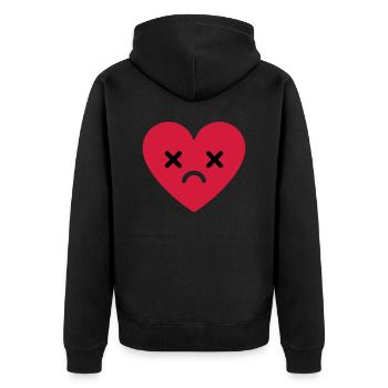 trauriges Herz emoji - Unisex Premium Bio Zip Hoodie - Schwarz - Hinten - Nico (187cm)