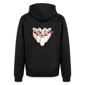 Fun Shirt Kegelen Bowling diese Angst - Unisex Premium Bio Zip Hoodie - Schwarz - Hinten - Nico (187cm)