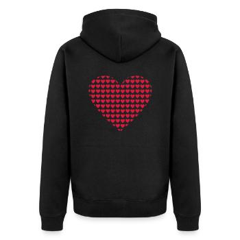 Herzen Herz - Unisex Premium Bio Zip Hoodie - Schwarz - Hinten - Nico (187cm)