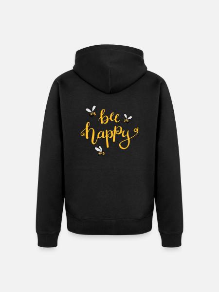 bee happy - Unisex Premium Organic Zip Hoodie - black