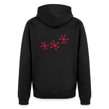 Rote Blume Kosmos - Unisex Premium Bio Zip Hoodie - Schwarz - Hinten - Nico (187cm)