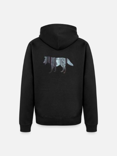 wolf - Unisex Premium Organic Zip Hoodie - black