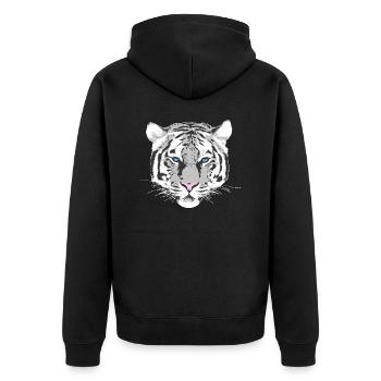 weißer Tiger - Unisex Premium Bio Zip Hoodie - Schwarz - Hinten - Nico (187cm)