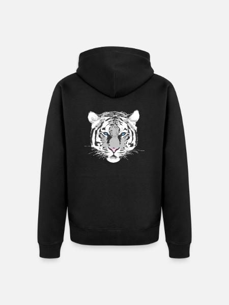 White Tiger - Unisex Premium Organic Zip Hoodie - black