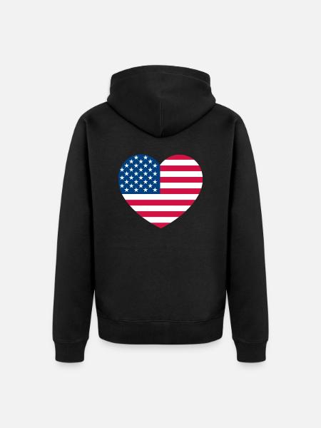 Heart USA - Unisex Premium Organic Zip Hoodie - black