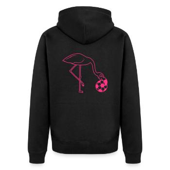 fussball verein spielen ball kicker lachen mund au - Unisex Premium Bio Zip Hoodie - Schwarz - Hinten - Nico (187cm)