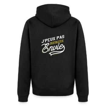 J'ai pas envie humour - Veste à capuche bio Premium Unisexe - noir - Dos - Nico (187cm)