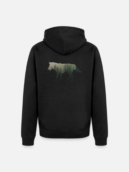 Eis Wolf - Unisex Premium Bio Zip Hoodie - Schwarz