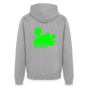 naturally scout - Unisex Premium Bio Zip Hoodie - Grau meliert - Hinten - Nico (187cm)