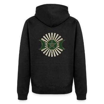 Lune - Pentagram - Vénus fleur - vert - Veste à capuche bio Premium Unisexe - noir - Dos - Nico (187cm)