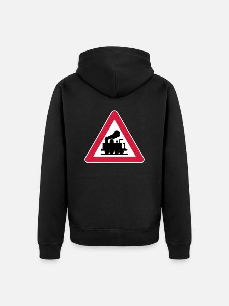 Caution Railway - Unisex Premium Organic Zip Hoodie - black